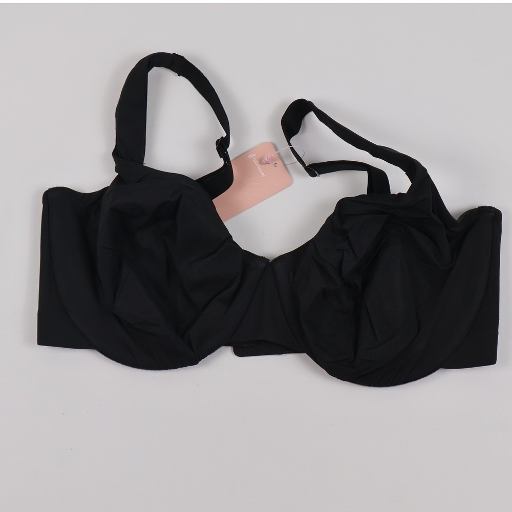 Feelingirl Bra Underwire Full Coverage Black Solid 36DD NWT